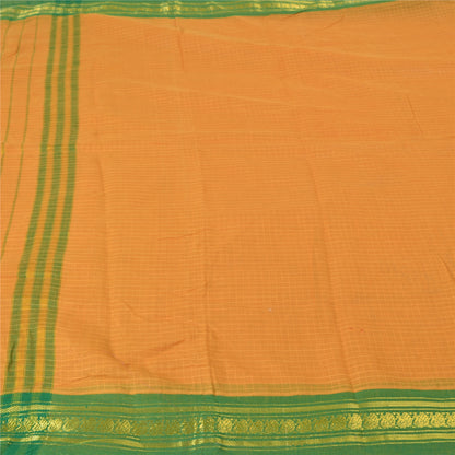 Sanskriti Vintage Saffron Sarees 100% Pure Cotton Woven Ilkal Rare Sari Fabric