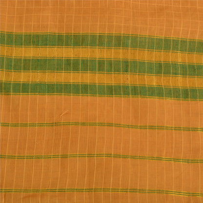 Sanskriti Vintage Saffron Sarees 100% Pure Cotton Woven Ilkal Rare Sari Fabric