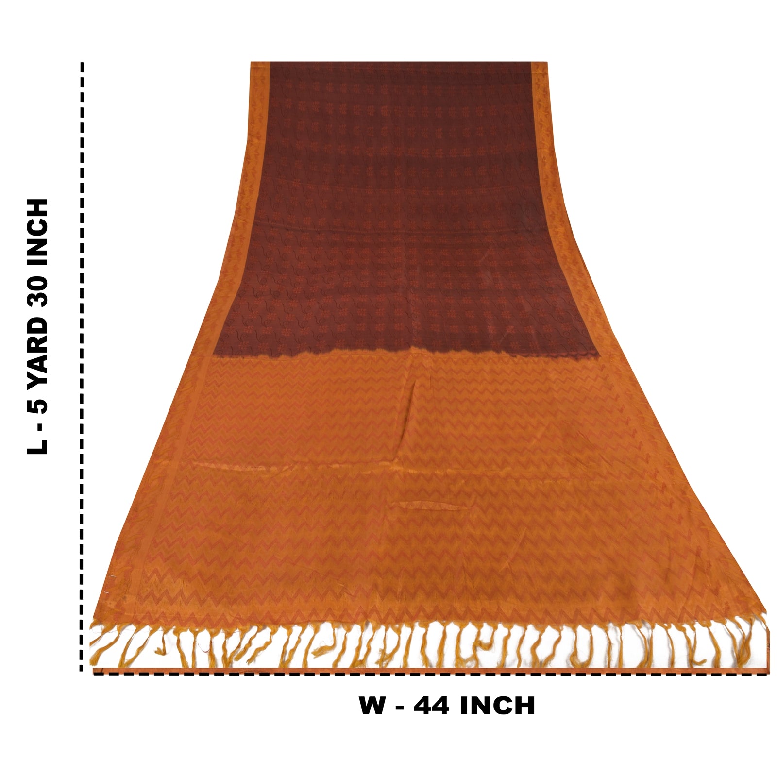 Sanskriti Vintage Mustard/Dark Red Sarees Pure Silk Woven Sari 5yd Craft Fabric