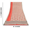Sanskriti Vintage Ivory/Red Sarees Pure Silk Block Printed Sari Craft Sustainable Fabric