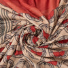 Sanskriti Vintage Ivory/Red Sarees Pure Silk Block Printed Sari Craft Sustainable Fabric