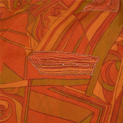 Sanskriti Vintage Saffron Sarees Pure Silk Hand Beaded Premium Sari Craft Sustainable Fabric