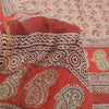 Sanskriti Vintage Ivory/Dark Red Sarees Pure Cotton Hand-Block Print Sari Fabric