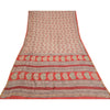 Sanskriti Vintage Ivory/Dark Red Sarees Pure Cotton Hand-Block Print Sari Fabric