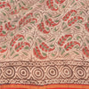 Sanskriti Vintage Ivory/Dark Red Sarees Pure Cotton Hand-Block Print Sari Fabric