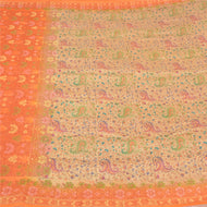 Sanskriti Vintage Orange/Ivory Sarees 100% Pure Silk Woven Premium Sari Fabric