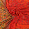 Sanskriti Vintage Sarees Pure Georgette Silk Embroidered Tie-Dye Sari 5yd Sustainable Fabric