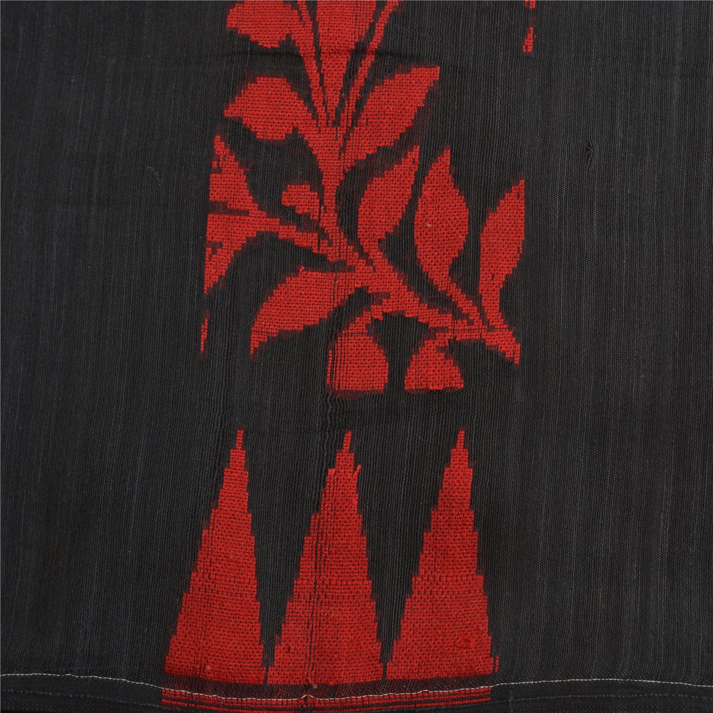 Sanskriti Vintage Black Indian Sarees Blend Silk Hand-Woven Sari 5 YD Sustainable Fabric