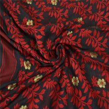 Load image into Gallery viewer, Sanskriti Vintage Black Indian Sarees Blend Silk Hand-Woven Sari 5 YD Fabric
