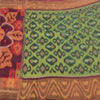 Sanskriti Vintage Green Sambalpuri Ikat Sarees Woven Cotton Silk Sari Fabric