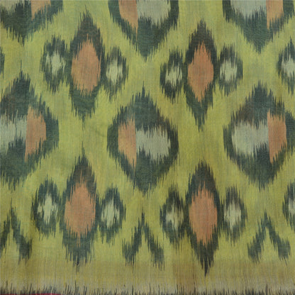 Sanskriti Vintage Green Sambalpuri Ikat Sarees Woven Cotton Silk Sari Fabric