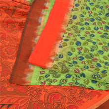 Load image into Gallery viewer, Sanskriti Vintage Green/Orange Sarees Pure Cotton Handmade Kalamkari Sari Fabric

