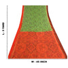 Sanskriti Vintage Green/Orange Sarees Pure Cotton Handmade Kalamkari Sari Sustainable Fabric