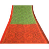 Sanskriti Vintage Green/Orange Sarees Pure Cotton Handmade Kalamkari Sari Sustainable Fabric