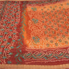 Sanskriti Vintage Saffron/Red Sarees Pure Silk Handmade Bandhani Sari Sustainable Fabric