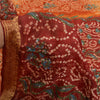 Sanskriti Vintage Saffron/Red Sarees Pure Silk Handmade Bandhani Sari Sustainable Fabric