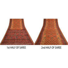 Load image into Gallery viewer, Sanskriti Vintage Saffron/Red Sarees Pure Silk Handmade Bandhani Sari Fabric
