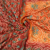 Sanskriti Vintage Saffron/Red Sarees Pure Silk Handmade Bandhani Sari Sustainable Fabric