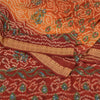 Sanskriti Vintage Saffron/Red Sarees Pure Silk Handmade Bandhani Sari Sustainable Fabric