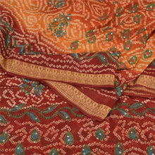 Load image into Gallery viewer, Sanskriti Vintage Saffron/Red Sarees Pure Silk Handmade Bandhani Sari Fabric
