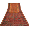 Sanskriti Vintage Saffron/Red Sarees Pure Silk Handmade Bandhani Sari Sustainable Fabric