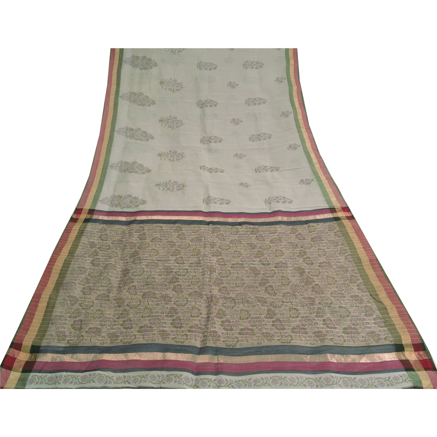 Sanskriti Vintage Purple Sarees Cotton Silk Block Printed Premium Sari Sustainable Fabric