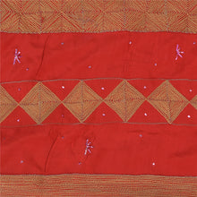 Load image into Gallery viewer, Sanskriti Vintage Red Indian Sarees Pure Crepe Silk Hand Embroidered Sari Fabric

