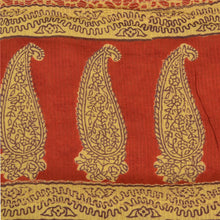 Load image into Gallery viewer, Sanskriti Vintage Yellow/Red Sarees Pure Cotton Hand-Block Printed Sari Fabric

