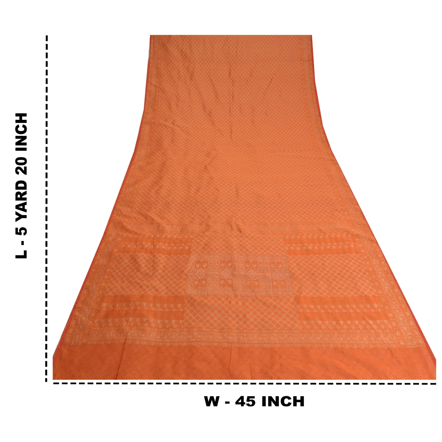 Sanskriti Vintage Orange Indian Sarees Pure Silk Woven Premium Sari Craft Sustainable Fabric