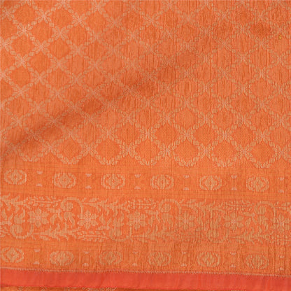 Sanskriti Vintage Orange Indian Sarees Pure Silk Woven Premium Sari Craft Sustainable Fabric