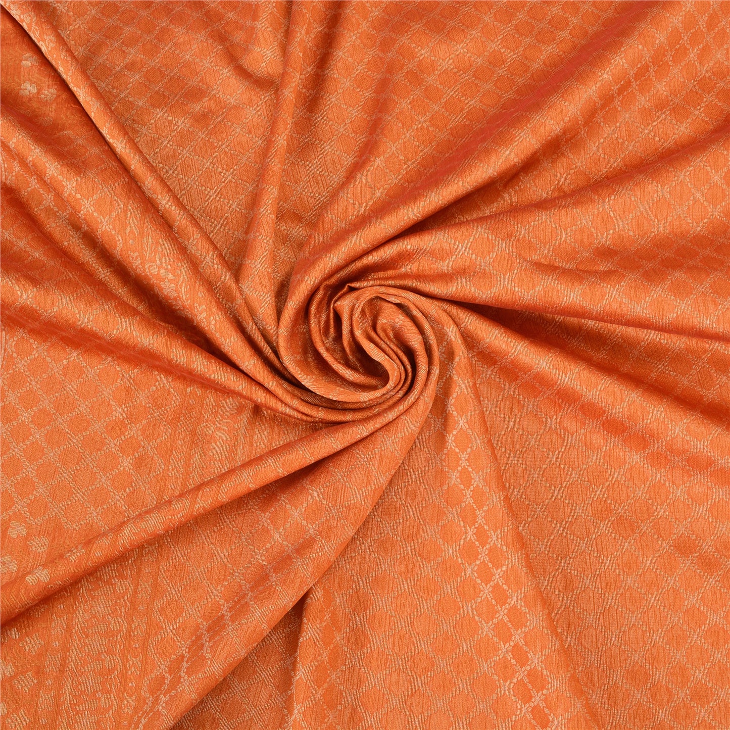 Sanskriti Vintage Orange Indian Sarees Pure Silk Woven Premium Sari Craft Sustainable Fabric