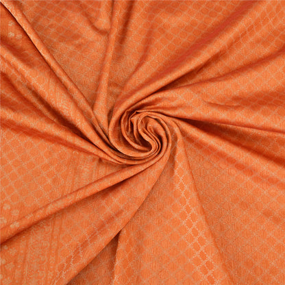 Sanskriti Vintage Orange Indian Sarees Pure Silk Woven Premium Sari Craft Sustainable Fabric