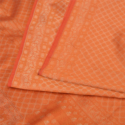 Sanskriti Vintage Orange Indian Sarees Pure Silk Woven Premium Sari Craft Sustainable Fabric