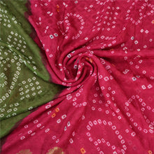 Load image into Gallery viewer, Sanskriti Vintage Green/Pink Sarees Pure Silk Bandhani Woven Premium Sari Fabric
