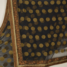 Load image into Gallery viewer, Sanskriti Vintage Black Indian Sarees Net Mesh Embroiderd Sari Craft 5 YD Fabric
