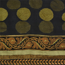 Load image into Gallery viewer, Sanskriti Vintage Black Indian Sarees Net Mesh Embroiderd Sari Craft 5 YD Fabric
