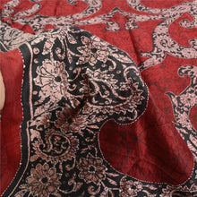 Load image into Gallery viewer, Sanskriti Vintage Dark Red/Black Sarees Pure Silk Hand Beaded Kantha Sari Fabric
