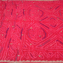 Load image into Gallery viewer, Sanskriti Vintage Pink Indian Sarees Pure Silk Hand Beaded Bandhani Sari Fabric
