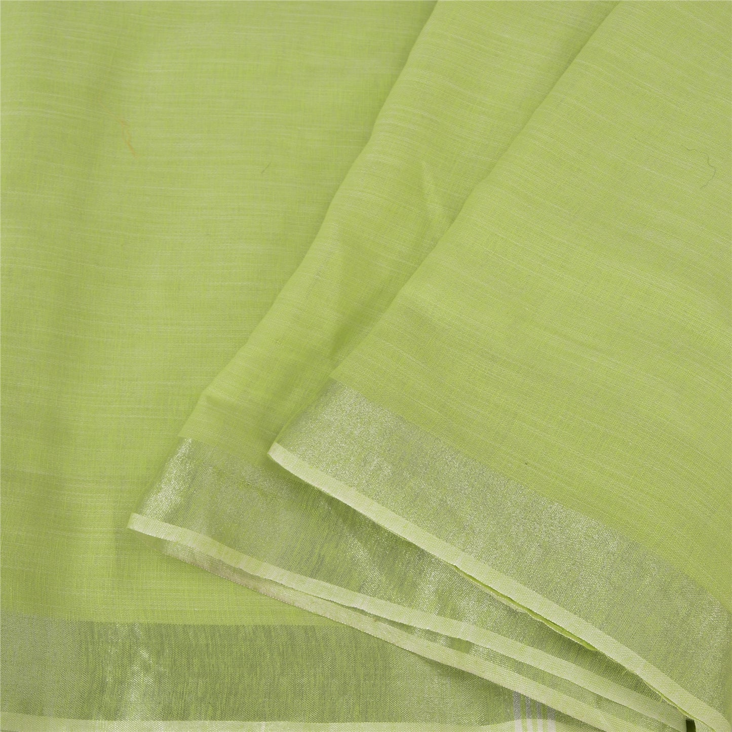 Sanskriti Vintage Green/Ivory Indian Sarees Cotton Woven Premium Sari Sustainable Fabric