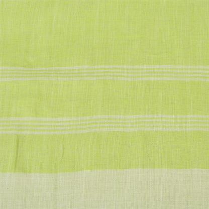 Sanskriti Vintage Green/Ivory Indian Sarees Cotton Woven Premium Sari Sustainable Fabric