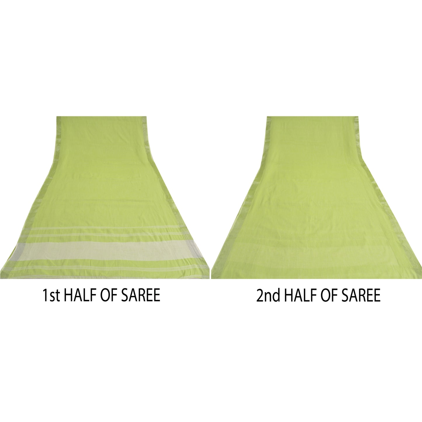 Sanskriti Vintage Green/Ivory Indian Sarees Cotton Woven Premium Sari Sustainable Fabric