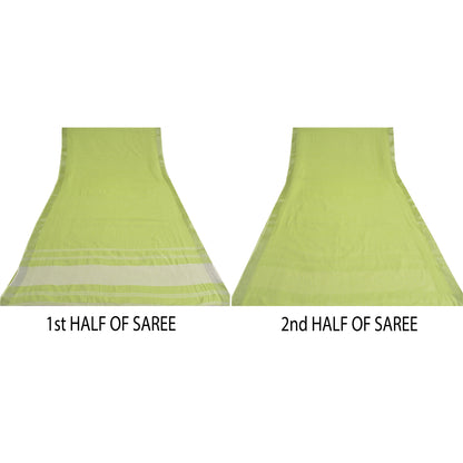 Sanskriti Vintage Green/Ivory Indian Sarees Cotton Woven Premium Sari Sustainable Fabric