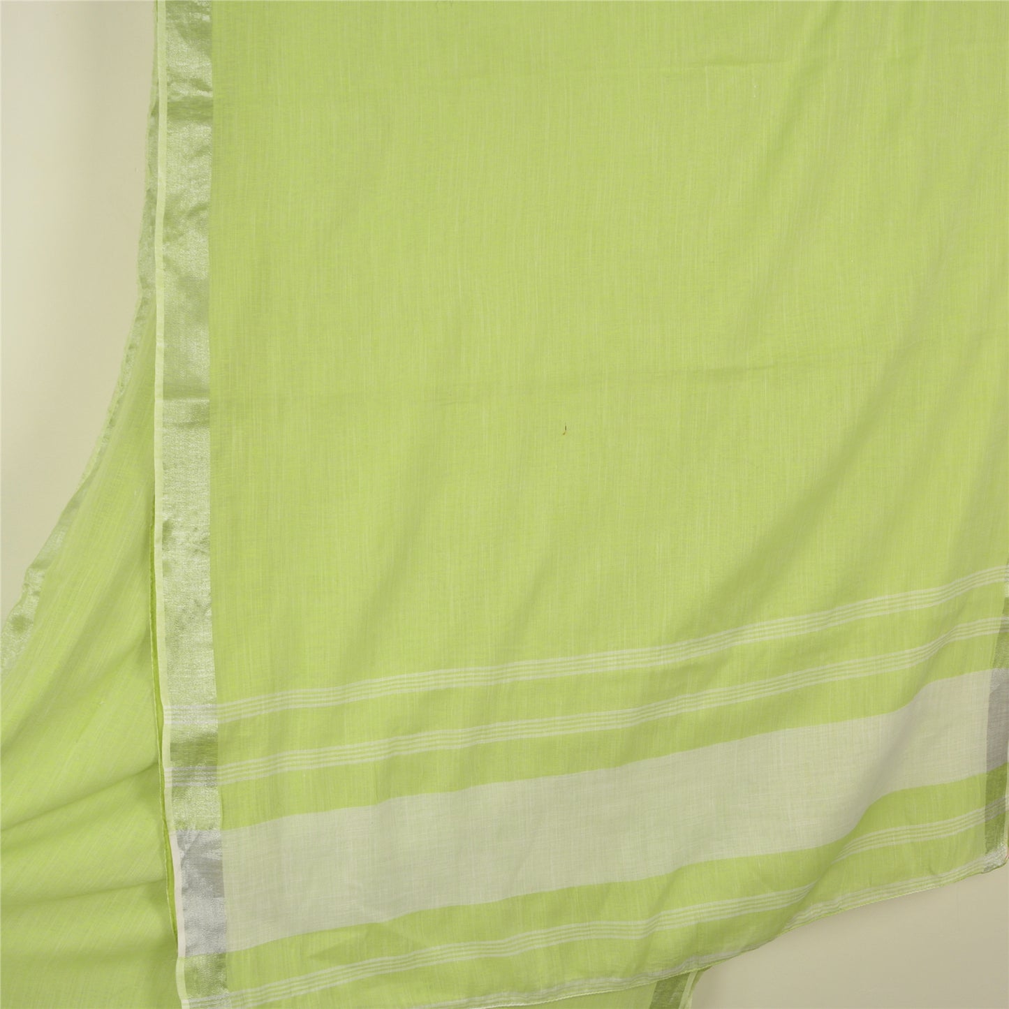 Sanskriti Vintage Green/Ivory Indian Sarees Cotton Woven Premium Sari Sustainable Fabric