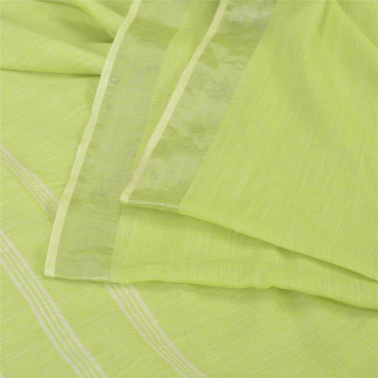 Sanskriti Vintage Green/Ivory Indian Sarees Cotton Woven Premium Sari Sustainable Fabric