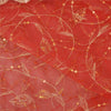 Sanskriti Vintage Red Sarees Net Mesh Hand Beaded Premium Sari Craft Sustainable Fabric