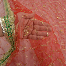 Load image into Gallery viewer, Sanskriti Vintage Red Sarees Net Mesh Hand Beaded Premium Sari Craft Fabric
