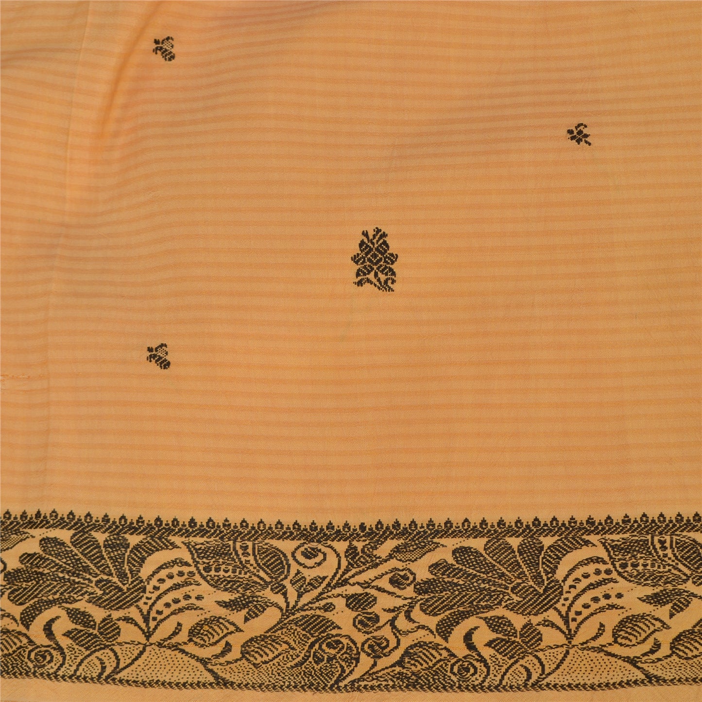 Sanskriti Vintage Beige Indian Sarees Pure Silk Woven Premium Sari Craft Sustainable Fabric
