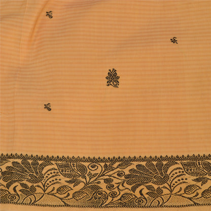 Sanskriti Vintage Beige Indian Sarees Pure Silk Woven Premium Sari Craft Sustainable Fabric
