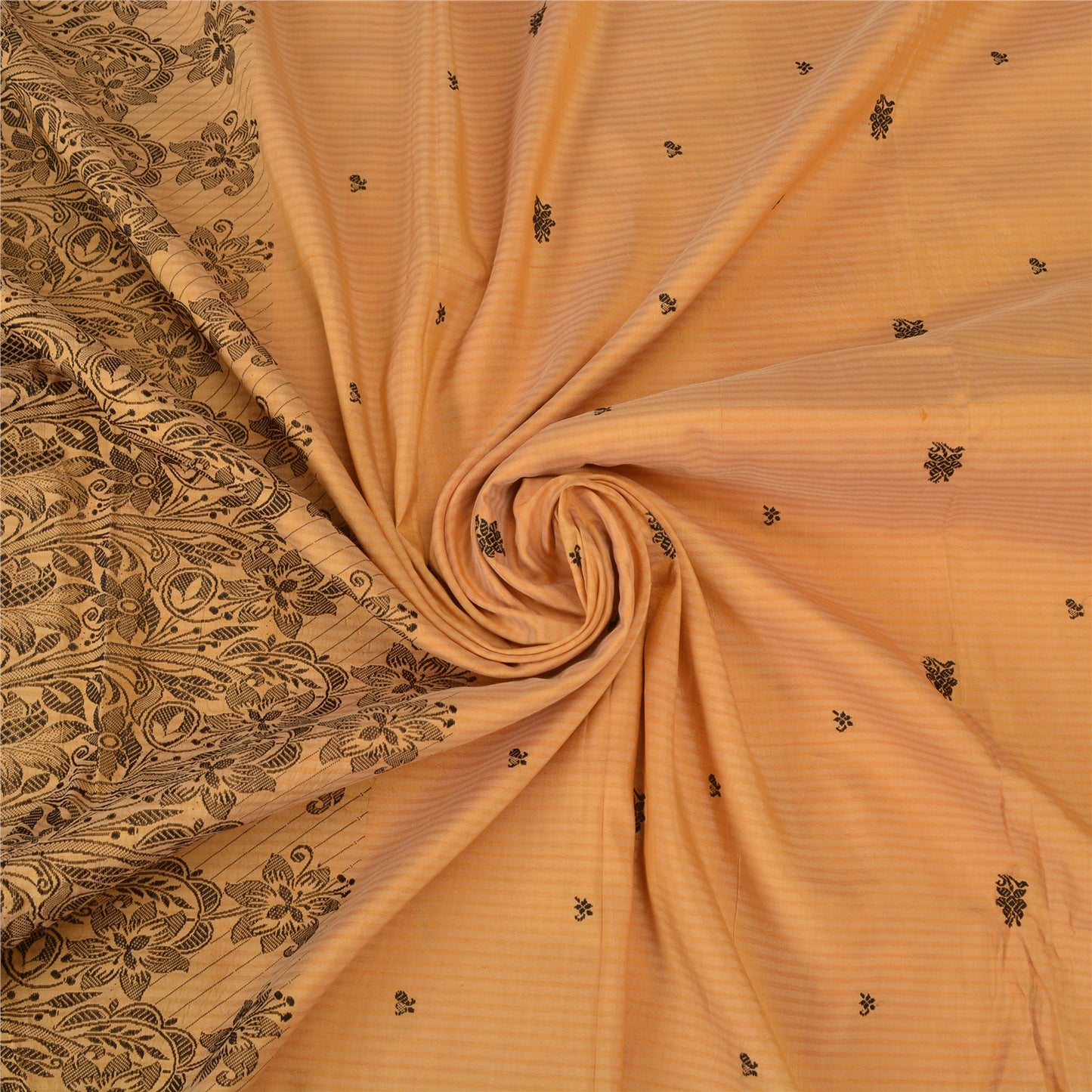 Sanskriti Vintage Beige Indian Sarees Pure Silk Woven Premium Sari Craft Sustainable Fabric