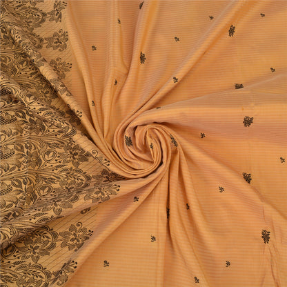 Sanskriti Vintage Beige Indian Sarees Pure Silk Woven Premium Sari Craft Sustainable Fabric